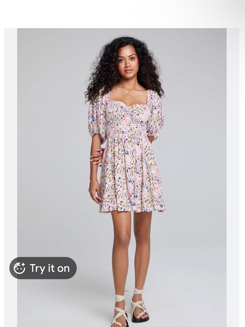 saltwater LUXE Pastel Pink Floral Smocked Mini Dress